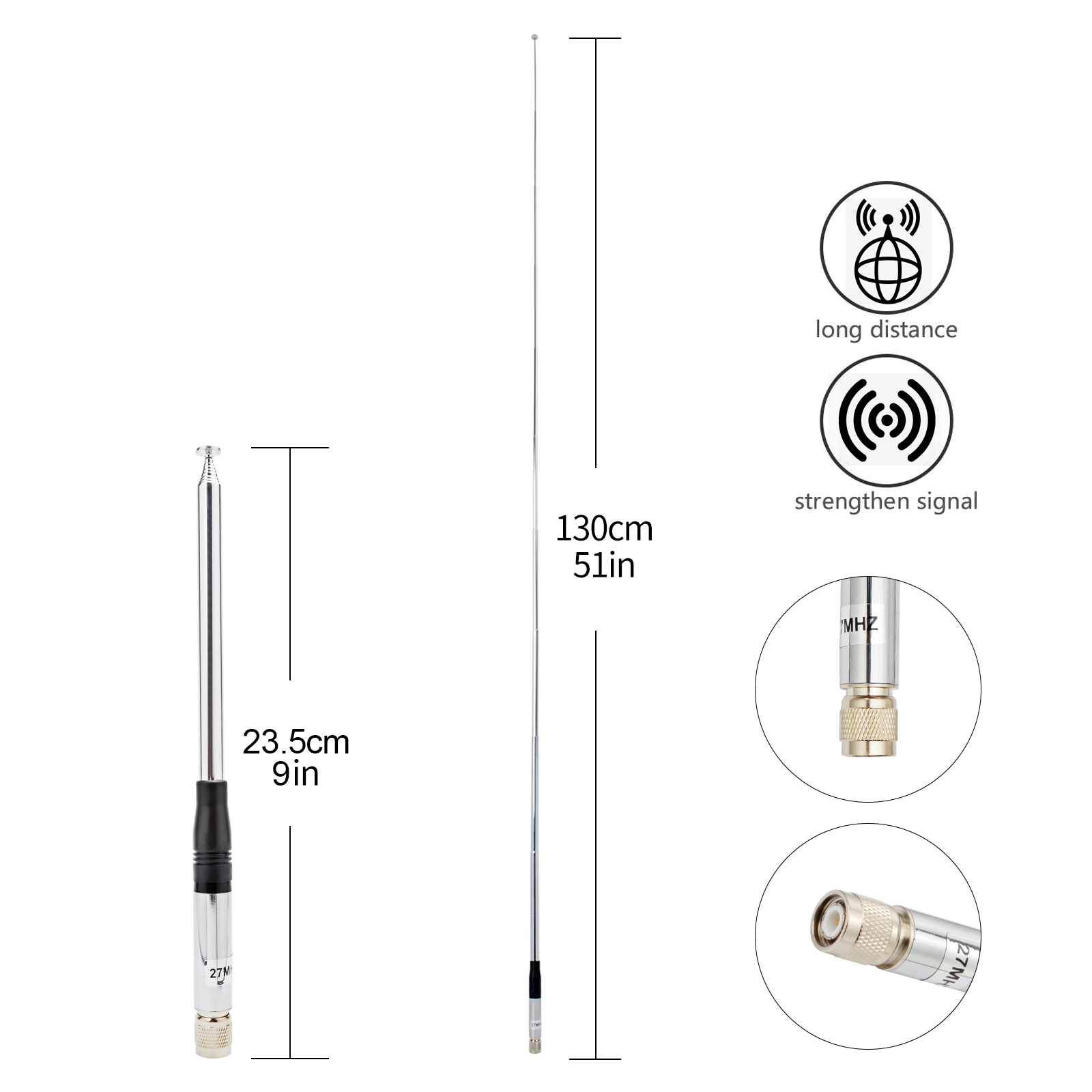 Cb Antenna 27mhz TNC Stainless - Fishing Rod Telescopic recension och pris