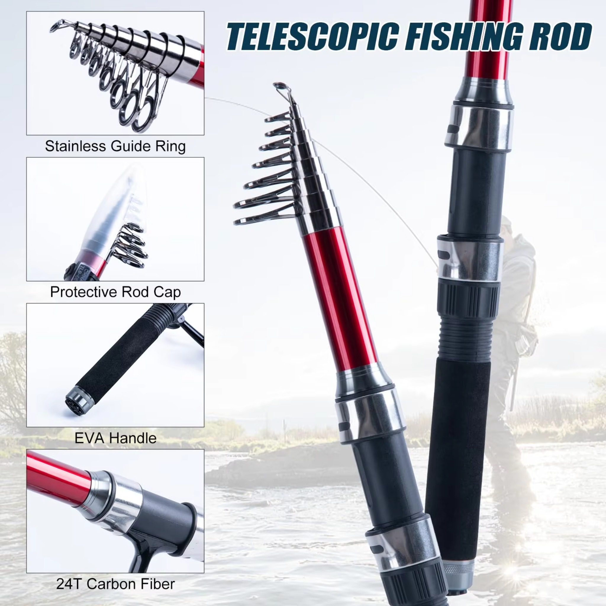 Goture 2Pcs Telescopic Carbon  - Fishing Rod Spinning recension och pris