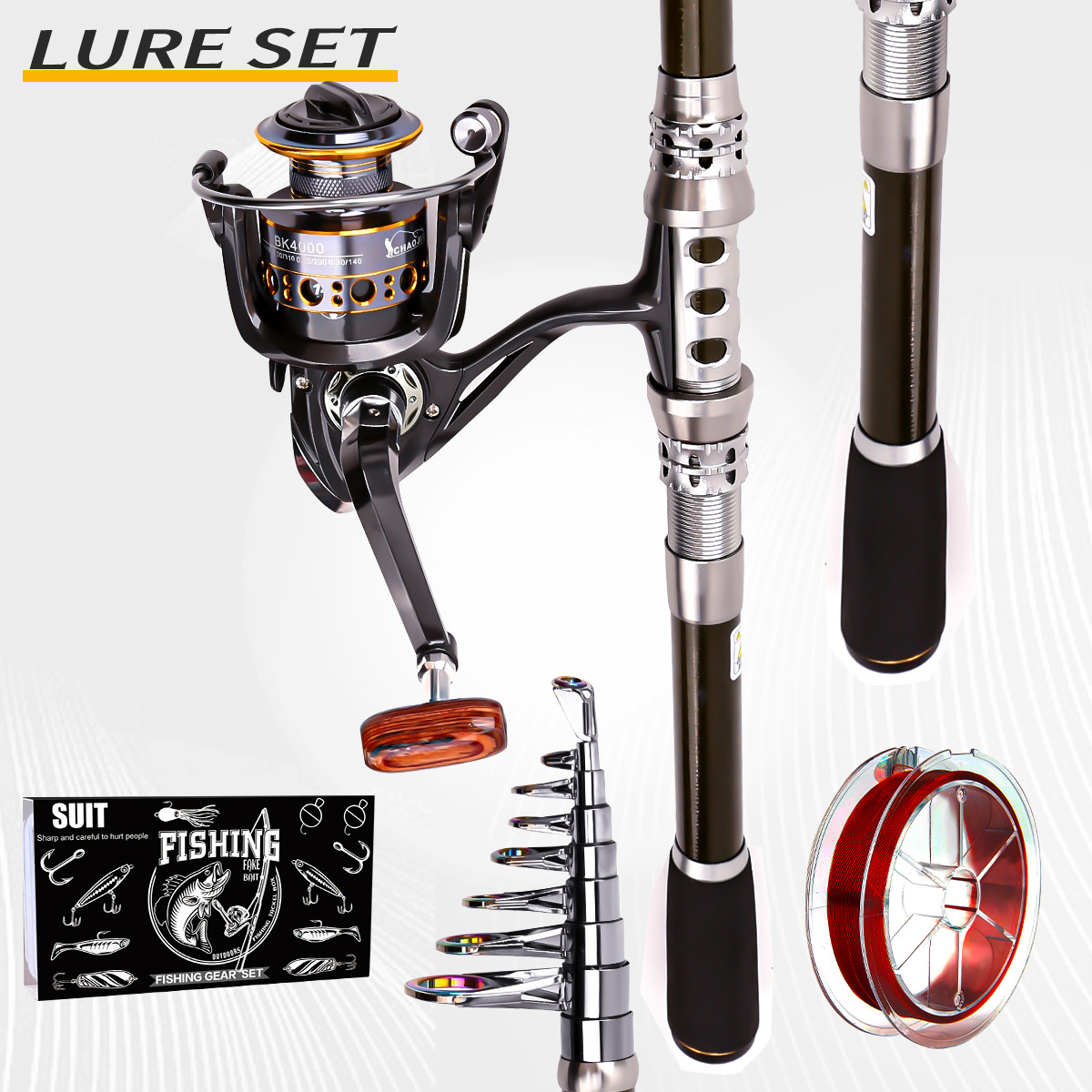 Fishing Pole Set Full Kits Wit - Fishing Rod Spinning recension och pris